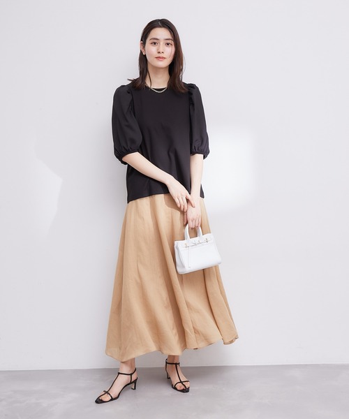 ROPE'（ロペ）の「【洗える】シフォンコンビギャザーパフスリーブカットソー（Tシャツ/カットソー・レディース・ホワイト/ブラック・38）」の8枚目の写真