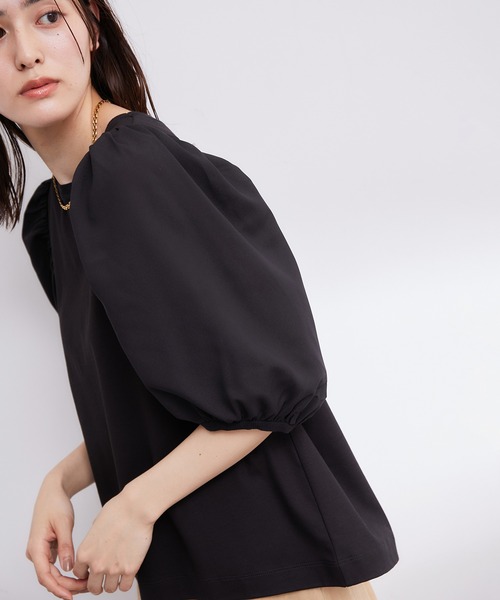 ROPE'（ロペ）の「【洗える】シフォンコンビギャザーパフスリーブカットソー（Tシャツ/カットソー・レディース・ホワイト/ブラック・38）」の12枚目の写真