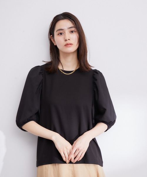 ROPE'（ロペ）の「【洗える】シフォンコンビギャザーパフスリーブカットソー（Tシャツ/カットソー・レディース・ホワイト/ブラック・38）」の20枚目の写真