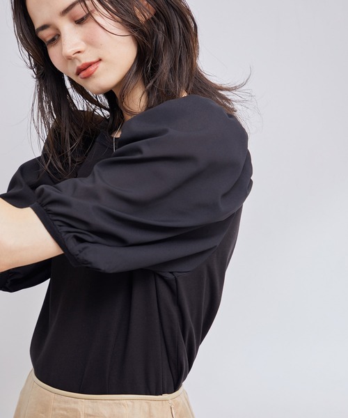 ROPE'（ロペ）の「【洗える】シフォンコンビギャザーパフスリーブカットソー（Tシャツ/カットソー・レディース・ホワイト/ブラック・38）」の19枚目の写真