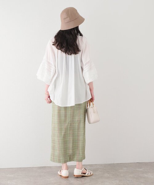 B.C STOCK(ベーセーストック)の「リネンライク チェック ムジタイトスカート(スカート・レディース・ダークブルー/グリーン/レッド/モスグリーン・FREE)」の14枚目の写真