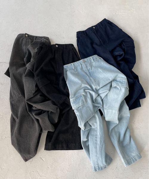 EPIMI E'PIMMY(エピミエピミー)の「デニムルーズカーゴパンツ(デニムパンツ・レディース・グレー/ブルー/ブラック/ネイビー・MEDIUM)」の6枚目の写真