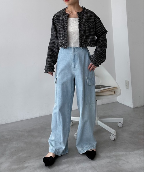 EPIMI E'PIMMY(エピミエピミー)の「デニムルーズカーゴパンツ(デニムパンツ・レディース・グレー/ブルー/ブラック/ネイビー・MEDIUM)」の18枚目の写真