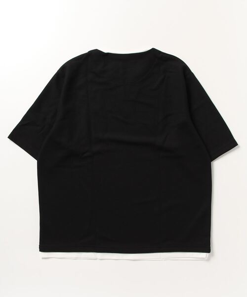 ARCADE(アーケード)の「サラっとキーネックフェイクレイヤード オーバーサイズ 半袖カットソー(Tシャツ/カットソー・メンズ・グリーン/ブラック/チャコールグレー/ベージュ・M/L/LL)」の5枚目の写真