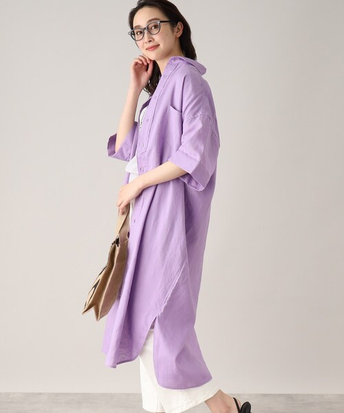 TICCA/ティッカ✨リネン100% シャツワンピース ピンク FREESIZE TICCA（ティッカ）の「TICCA | リネン半袖シャツワンピース