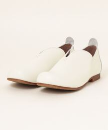 ホワイトバレエシューズ レザー製 バレエシューズ（ホワイト/白色系・レザー・本革）ファッション