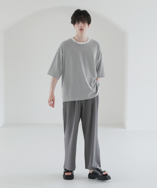 ASTRONOMY(アストロノミー)の「ビッグシルエット無地&ボーダー半袖Tシャツ(Tシャツ/カットソー・メンズ・グレー系/グレー/ブラック/ホワイト×ブラック/ホワイト系/ブラウン系/ホワイト/ブラック×ホワイト/ネイビー×ホワイト・L/XL/M)」の10枚目の写真