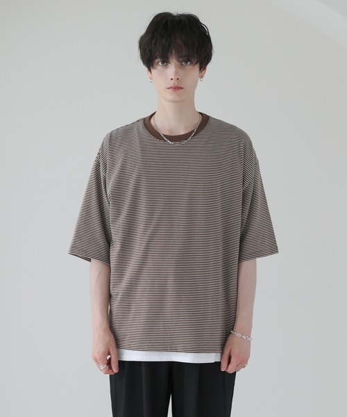 ASTRONOMY(アストロノミー)の「ビッグシルエット無地&ボーダー半袖Tシャツ(Tシャツ/カットソー・メンズ・グレー系/グレー/ブラック/ホワイト×ブラック/ホワイト系/ブラウン系/ホワイト/ブラック×ホワイト/ネイビー×ホワイト・L/XL/M)」の15枚目の写真
