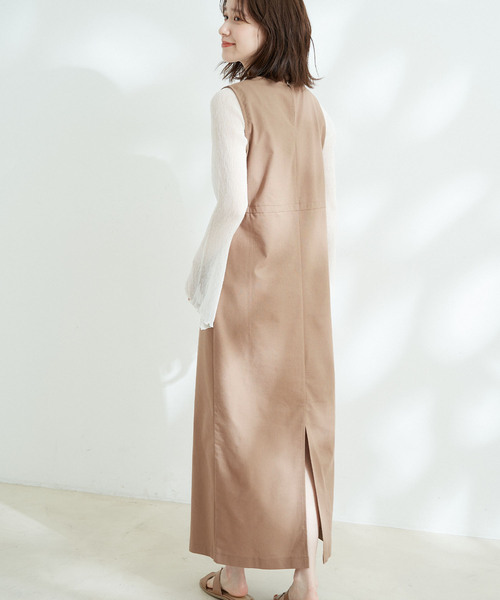Jayro(ジャイロ)の「綿麻ノースリーブワンピース(ワンピース・レディース・ネイビー/ライトグリーン/ブラウン・M)」の4枚目の写真