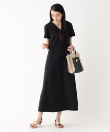 OPAQUE.CLIP | サッカーストライプ フィット＆フレアワンピース【イージーケア/吸水速乾/ストレッチ/洗濯機洗い可】(ワンピース)