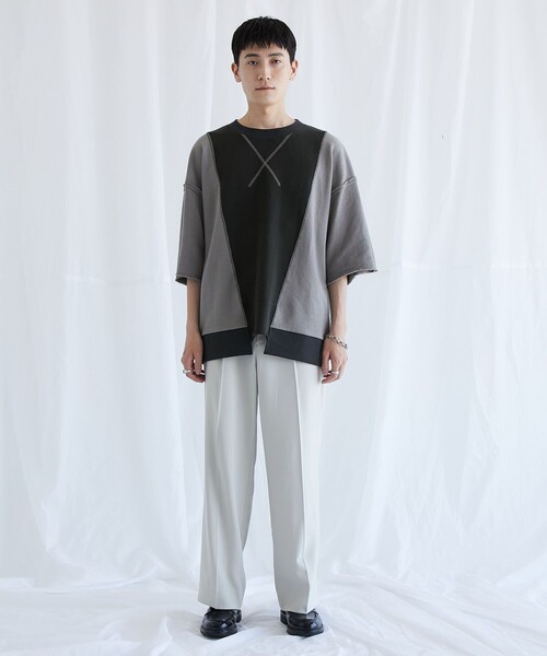 PUBLIC TOKYO（パブリックトウキョウ）の「ドッキングアウトハーフスリーブTEE（Tシャツ/カットソー・メンズ・ブラック/グレー・FREE）」の12枚目の写真