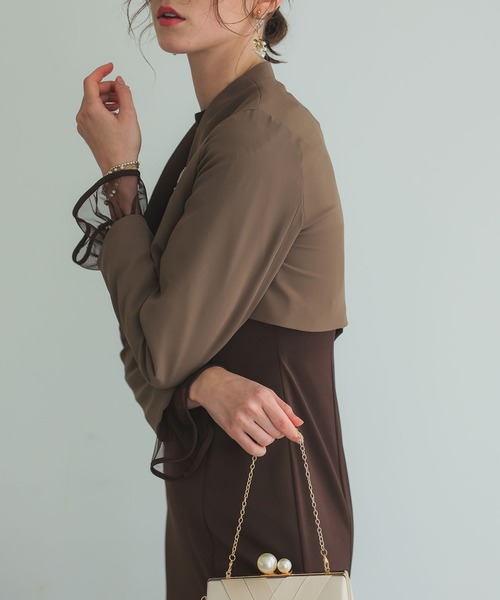 Dorry Doll（ドリードール）の「ラウンドショートジャケット（ノーカラージャケット・レディース・モカ/グレー系その他/ベージュ/ブラック・M）」の16枚目の写真