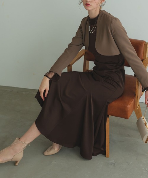 Dorry Doll（ドリードール）の「ラウンドショートジャケット（ノーカラージャケット・レディース・モカ/グレー系その他/ベージュ/ブラック・M）」の17枚目の写真