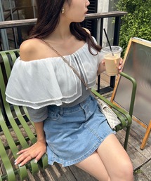 one after another NICE CLAUP | 2wayフリルテレコトップス(Tシャツ/カットソー)