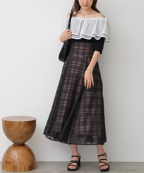 one after another NICE CLAUP(ワンアフターアナザーナイスクラップ)の「2wayフリルテレコトップス(Tシャツ/カットソー・レディース・杢グレー/アイボリー/ブラック・FREE)」の7枚目の写真