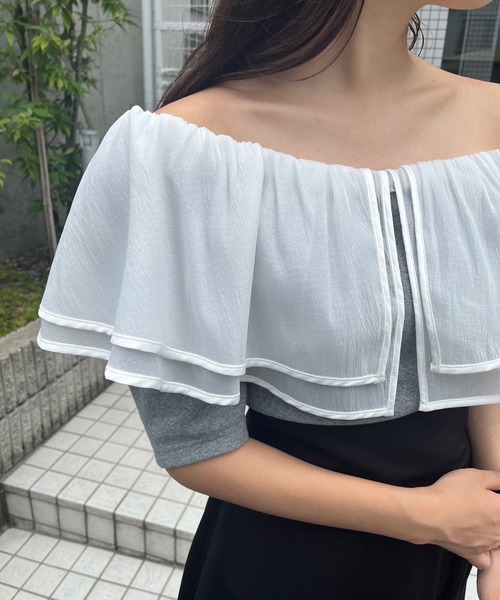 one after another NICE CLAUP(ワンアフターアナザーナイスクラップ)の「2wayフリルテレコトップス(Tシャツ/カットソー・レディース・杢グレー/アイボリー/ブラック・FREE)」の20枚目の写真