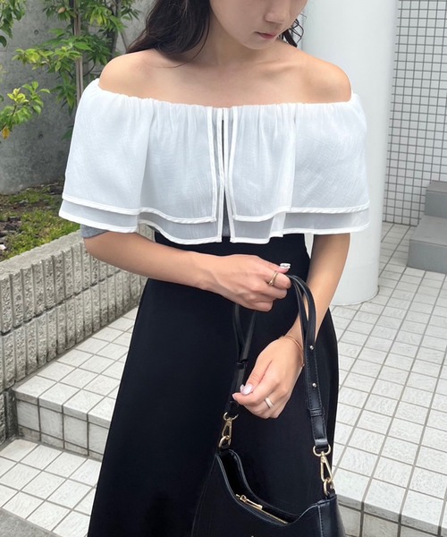 one after another NICE CLAUP(ワンアフターアナザーナイスクラップ)の「2wayフリルテレコトップス(Tシャツ/カットソー・レディース・杢グレー/アイボリー/ブラック・FREE)」の19枚目の写真