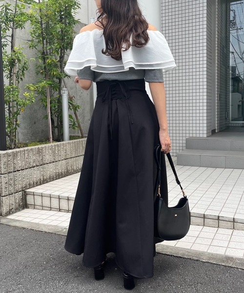 one after another NICE CLAUP(ワンアフターアナザーナイスクラップ)の「2wayフリルテレコトップス(Tシャツ/カットソー・レディース・杢グレー/アイボリー/ブラック・FREE)」の18枚目の写真