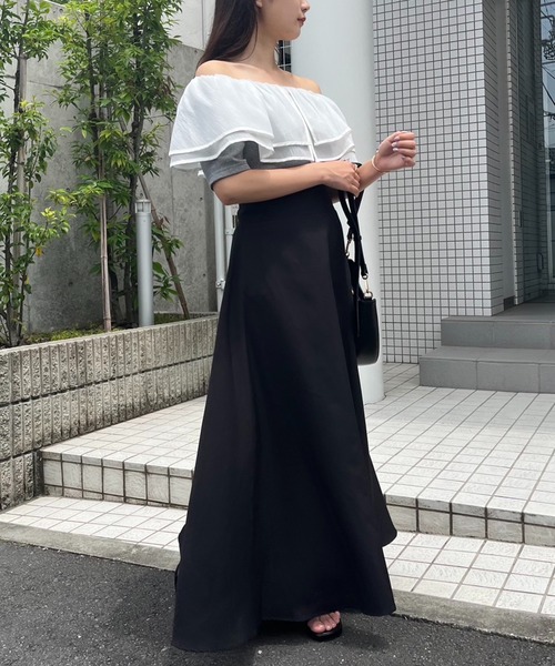 one after another NICE CLAUP(ワンアフターアナザーナイスクラップ)の「2wayフリルテレコトップス(Tシャツ/カットソー・レディース・杢グレー/アイボリー/ブラック・FREE)」の17枚目の写真