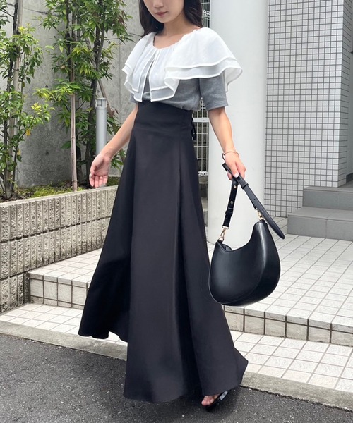 one after another NICE CLAUP(ワンアフターアナザーナイスクラップ)の「2wayフリルテレコトップス(Tシャツ/カットソー・レディース・杢グレー/アイボリー/ブラック・FREE)」の16枚目の写真