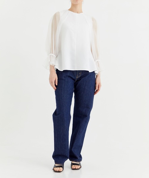 THE TOKYO(ザトウキョウ)の「【THE TOKYO/ザトウキョウ】Sheer Sleeve blouse/シアースリーブブラウス(シャツ/ブラウス・レディース・ホワイト/ブラック/ベージュ・1/0)」の4枚目の写真
