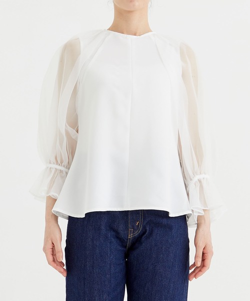 THE TOKYO(ザトウキョウ)の「【THE TOKYO/ザトウキョウ】Sheer Sleeve blouse/シアースリーブブラウス(シャツ/ブラウス・レディース・ホワイト/ブラック/ベージュ・1/0)」の5枚目の写真
