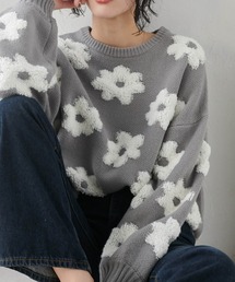 フラワージャカードニット
