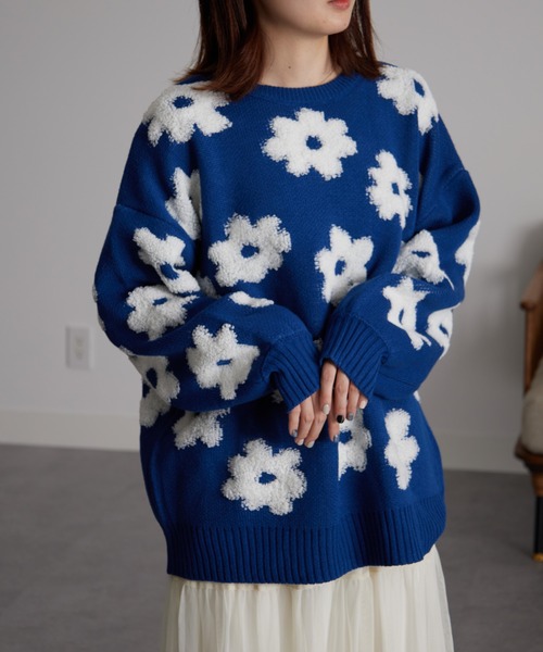 R06-1 (小花ニット) セール】フラワージャカードニット（ニット/セーター）｜RANAN（ラナン
