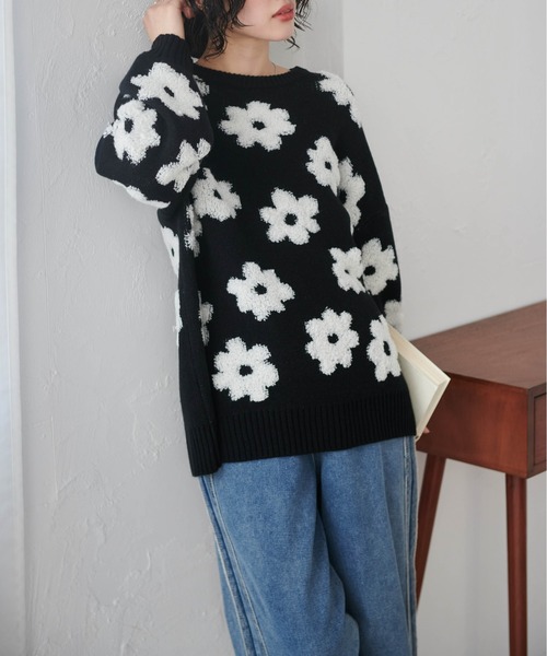 ranan　7月② セール】フラワージャカードニット（ニット/セーター）｜RANAN
