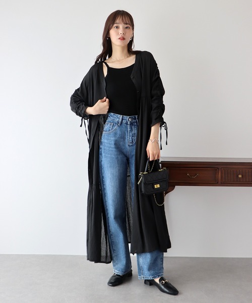 BLUEEAST(ブルーイースト)の「シアーシャーリングワンピース(シャツワンピース・レディース・ブラック/ベージュ/アイボリー・MEDIUM)」の17枚目の写真