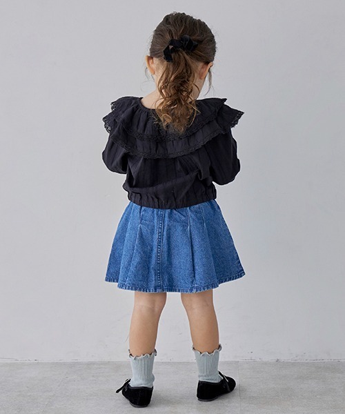 petit main（プティマイン）の「【リンク】デニムプリーツスカパン(キッズ)（スカート・キッズ・ブラック/ブルー/アイボリー・90cm/110cm/120cm/130cm/100cm/80ｃｍ）」の16枚目の写真
