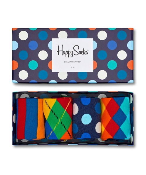 Happy Socks BIG DOT MIX GIFT BOX クルーソックス 4足セット 11147016（ソックス/靴下）｜Happy