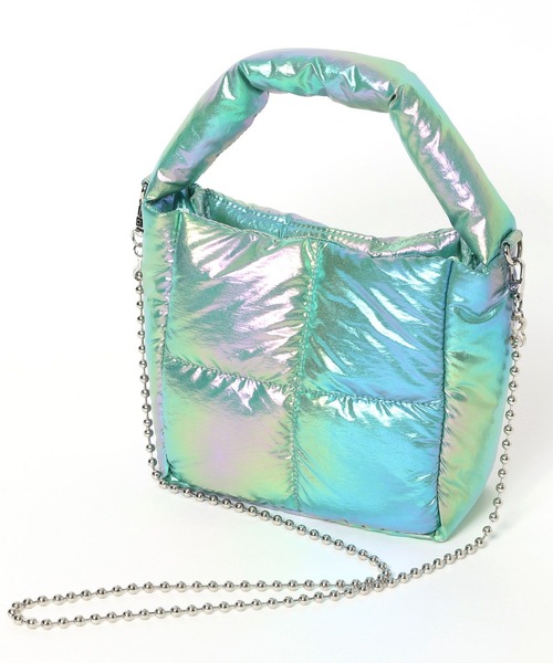 LOWRYS FARM（ローリーズファーム）の「ボールチェーンメタリックＢＡＧ 972007（ハンドバッグ・レディース・ホワイト/グリーン/ブルー・FREE）」の6枚目の写真