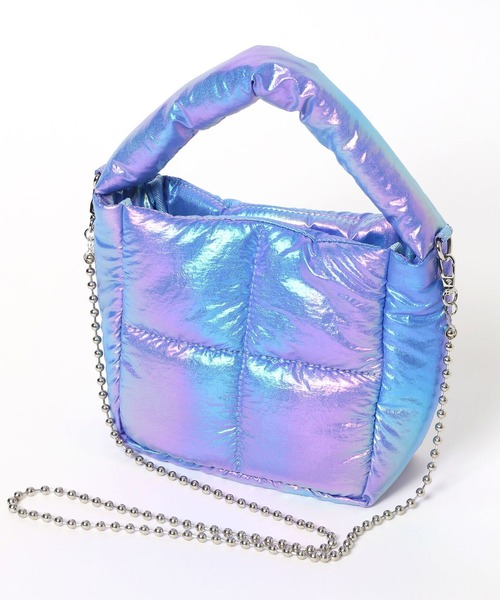 LOWRYS FARM（ローリーズファーム）の「ボールチェーンメタリックＢＡＧ 972007（ハンドバッグ・レディース・ホワイト/グリーン/ブルー・FREE）」の7枚目の写真