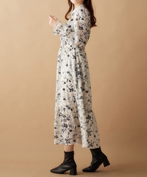 alotta(アロッタ)の「衿付ピンタック花柄ワンピース(ワンピース・レディース・ベージュ/ブラック/テラコッタ・M/L/LL/3L)」の16枚目の写真