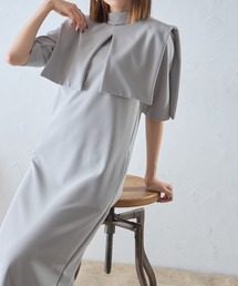 つけ襟付き6分袖ワンピース