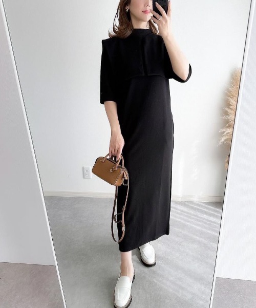 each(イーチ)の「つけ襟付き6分袖ワンピース(ワンピース・レディース・ブラック/キャメル/グレー・FREE)」の12枚目の写真