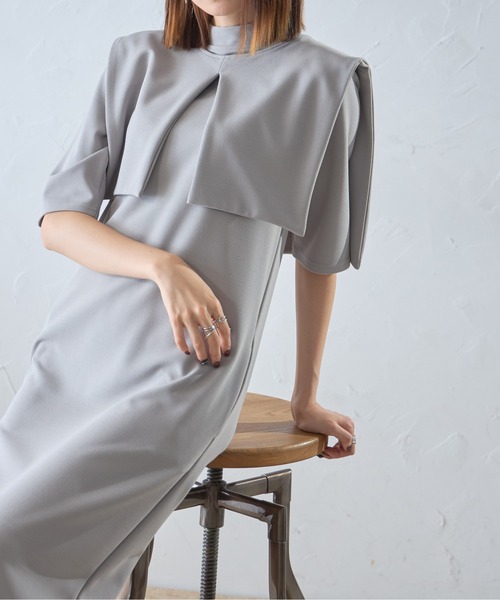 each(イーチ)の「つけ襟付き6分袖ワンピース(ワンピース・レディース・ブラック/キャメル/グレー・FREE)」の14枚目の写真