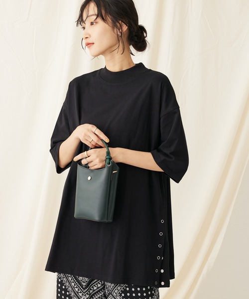 CRAFT STANDARD BOUTIQUE(クラフトスタンダードブティック)の「モックネックリングドットチュニック(チュニック・レディース・ブラック/グリーン/グレイッシュベージュ/ブラウン・FREE)」の2枚目の写真