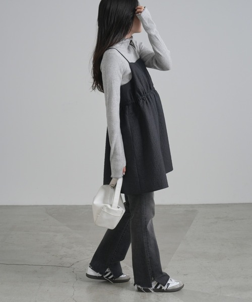 CIAOPANIC TYPY（チャオパニックティピー）の「【新色追加】アンチピリング配色ステッチボーダータートルニット（ニット/セーター・レディース・バーガンディー/パープル/オレンジ/オフホワイト/グレー/ネイビー/レッド/サックスブルー/グリーン/ボルドー・ONE SIZE）」の16枚目の写真