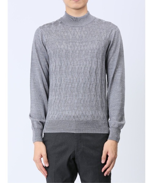 Alexander Julian（アレキサンダージュリアン）の「アレキサンダージュリアン ウォッシャブル ウール混リンクスダイヤ モックネックニット（ニット/セーター・メンズ・ターコイズブルー/パープル/ブラック/ライトグレー・X-LARGE/LARGE/MEDIUM）」の15枚目の写真