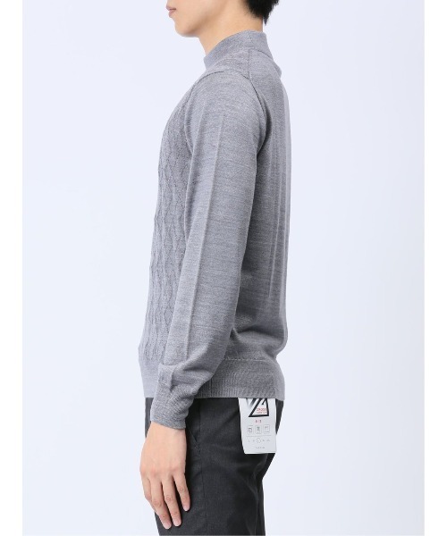 Alexander Julian（アレキサンダージュリアン）の「アレキサンダージュリアン ウォッシャブル ウール混リンクスダイヤ モックネックニット（ニット/セーター・メンズ・ターコイズブルー/パープル/ブラック/ライトグレー・X-LARGE/LARGE/MEDIUM）」の16枚目の写真