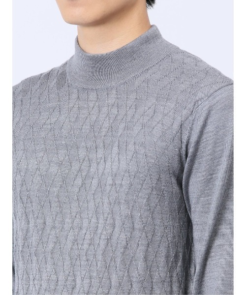 Alexander Julian（アレキサンダージュリアン）の「アレキサンダージュリアン ウォッシャブル ウール混リンクスダイヤ モックネックニット（ニット/セーター・メンズ・ターコイズブルー/パープル/ブラック/ライトグレー・X-LARGE/LARGE/MEDIUM）」の18枚目の写真