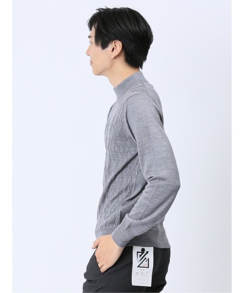 Alexander Julian（アレキサンダージュリアン）の「アレキサンダージュリアン ウォッシャブル ウール混リンクスダイヤ モックネックニット（ニット/セーター・メンズ・ターコイズブルー/パープル/ブラック/ライトグレー・X-LARGE/LARGE/MEDIUM）」の21枚目の写真