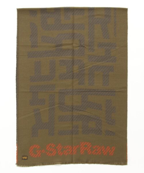 G-STAR(ジースター)の「DORALA SCARF/総柄ロゴマフラー(マフラー・メンズ・ダークオリーブ・ONE SIZE)」の6枚目の写真