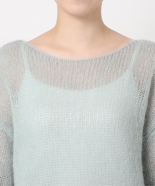 SLOBE IENA - 美品　モヘヤ混　ボートネックプルオーバー　サックスブルー SLOBE IENA - 美品 モヘヤ混 ボートネックプルオーバー サックス