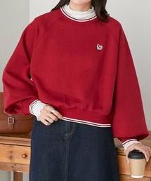 【JAMMINコラボ】パピヨン刺繍ワッペン 裏起毛クロップドトレーナー