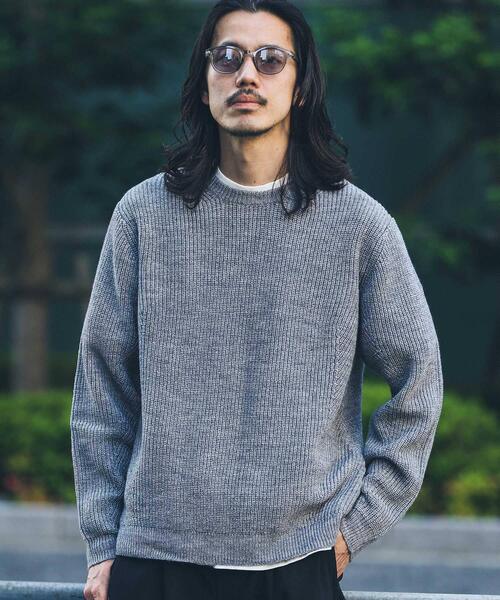 URBAN RESEARCH Sonny Label(アーバンリサーチサニーレーベル)の「ウォッシャブルウール混クルーネックニット(ニット/セーター・メンズ・ブラック/オフホワイト/ブルー/カーキ/オレンジ/グレー・LARGE/MEDIUM/X-LARGE)」の15枚目の写真