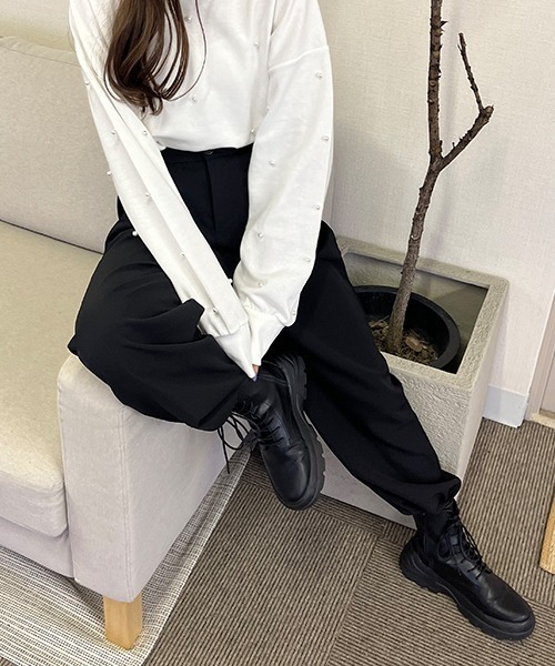 SallyLunn（サリーラン）の「ストレートスラックス（スラックス・レディース・グレー/アイボリー/ピンク/ブラック・FREE）」の16枚目の写真