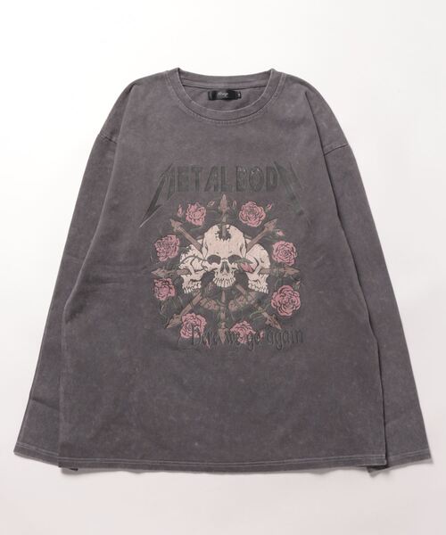 ＪＵＧＬＡＮＳ（ユグランス）の「【RINGS】スカルローズピグメントTEE/ロングスリーブTシャツ（Tシャツ/カットソー・メンズ・ブラック/グレー/ホワイト・M/L）」の3枚目の写真